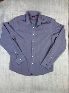 UNTUCKit Men's Medium Slim Fit Shirt Blue Micro Pattern Cotton Wrinkle-Free EUC